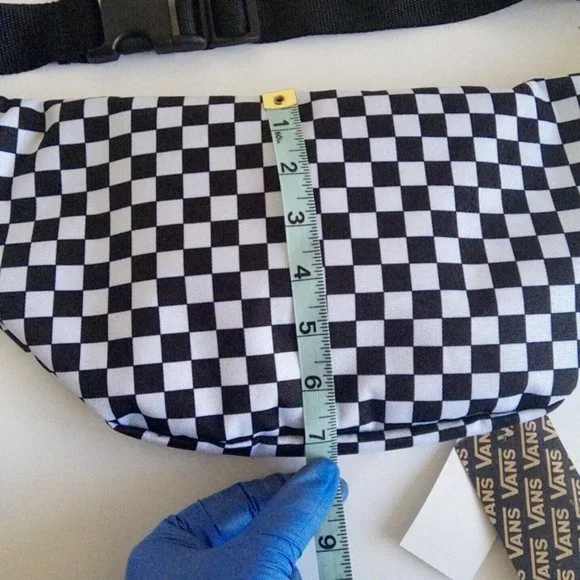 New Vans Ward Black White Checkered Crossbody Fanny Pack Bum Belt Waist Bag - Picture 16 of 17